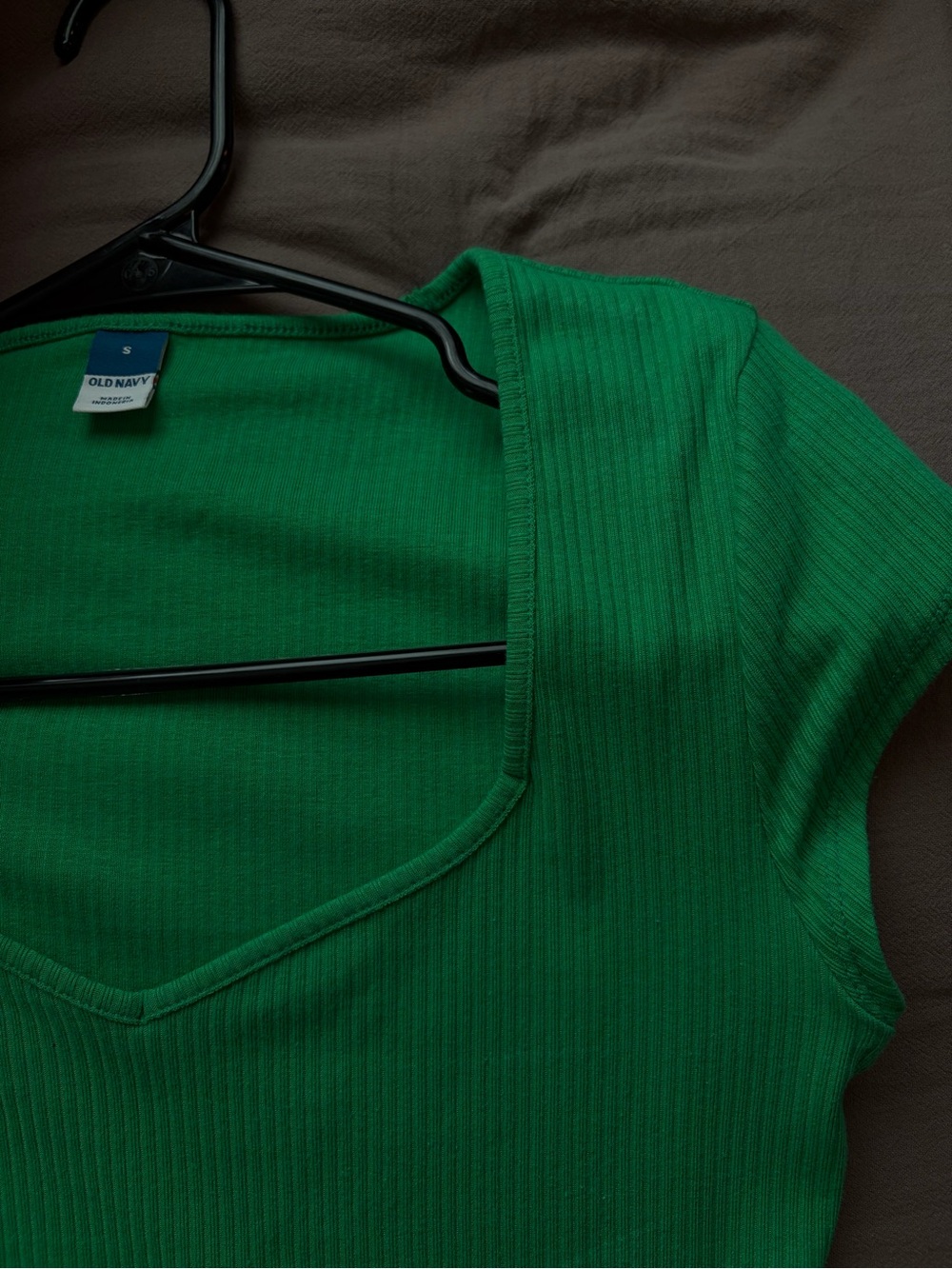 Old Navy Women's Ribbed Square Neck Top in Green